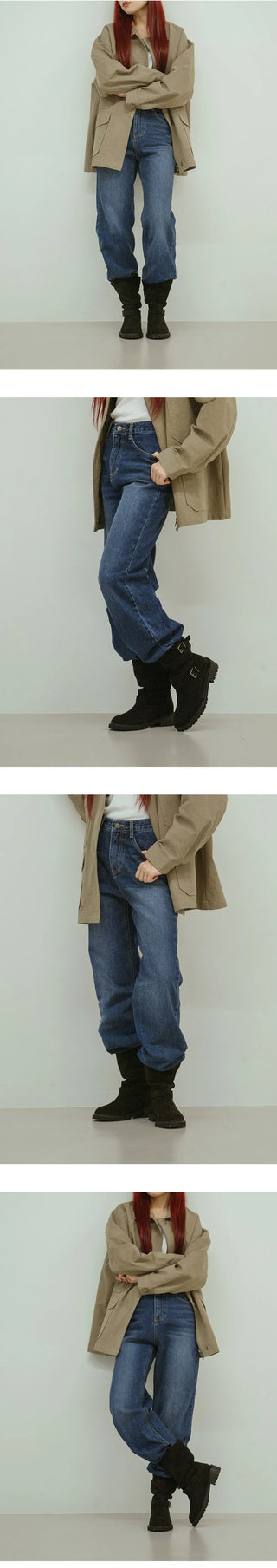 Roem's Suede Belt Flat Boots 4cm