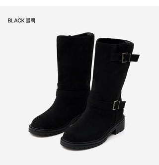 Roem's Suede Belt Flat Boots 4cm