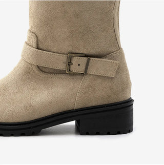 Roem's Suede Belt Flat Boots 4cm