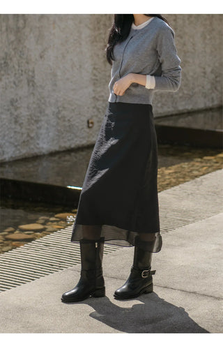 Luenta Belt Flats Mid-calf Boots 4cm