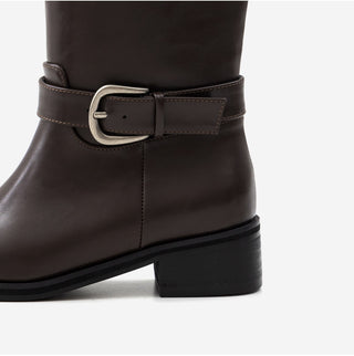 Luenta Belt Flats Mid-calf Boots 4cm
