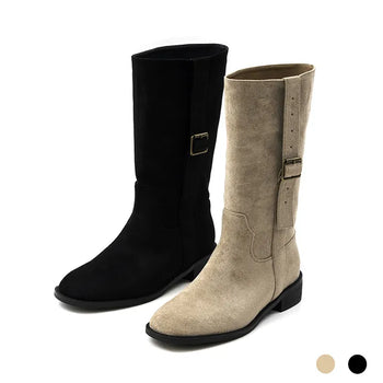 Ponte Suede Flat Boots 3cm
