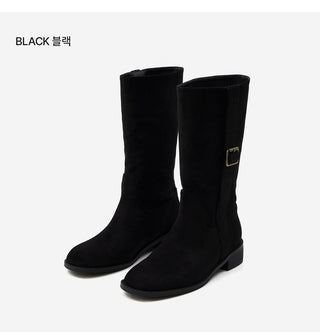 Ponte Suede Flat Boots 3cm