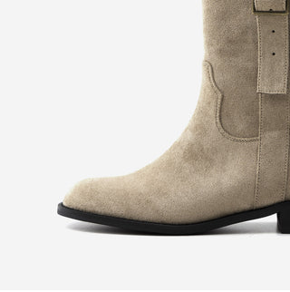 Ponte Suede Flat Boots 3cm