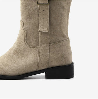 Ponte Suede Flat Boots 3cm