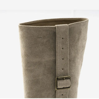 Ponte Suede Flat Boots 3cm