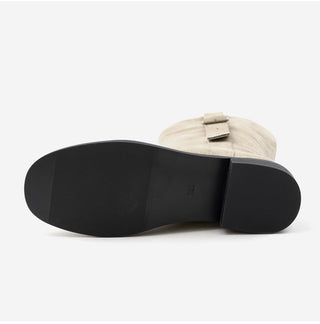 Ponte Suede Flat Boots 3cm