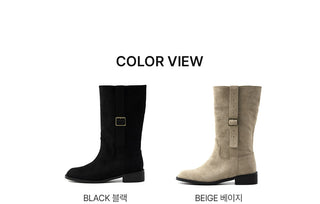 Ponte Suede Flat Boots 3cm