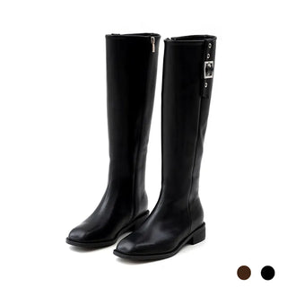 Jenique Square Flats Long Boots 3cm