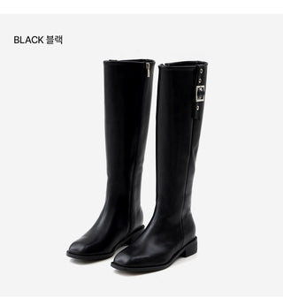 Jenique Square Flats Long Boots 3cm