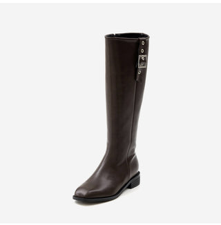Jenique Square Flats Long Boots 3cm