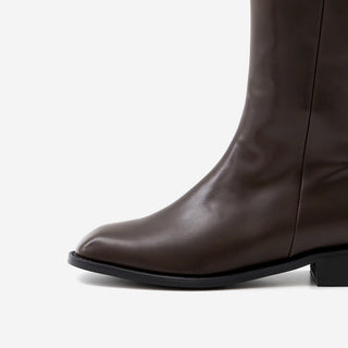 Jenique Square Flats Long Boots 3cm