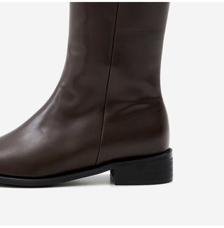 Jenique Square Flats Long Boots 3cm