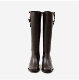 Jenique Square Flats Long Boots 3cm