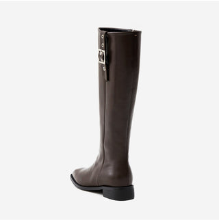 Jenique Square Flats Long Boots 3cm