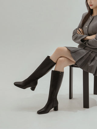 BEST Comfortable Boots  Antree Square Basic Daily Long Boots 5cm