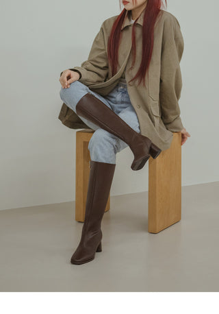 BEST Comfortable Boots  Antree Square Basic Daily Long Boots 5cm