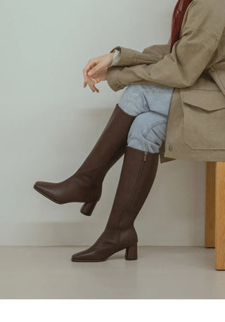 BEST Comfortable Boots  Antree Square Basic Daily Long Boots 5cm