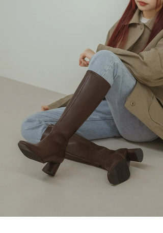 BEST Comfortable Boots  Antree Square Basic Daily Long Boots 5cm