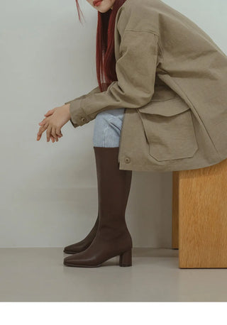 BEST Comfortable Boots  Antree Square Basic Daily Long Boots 5cm