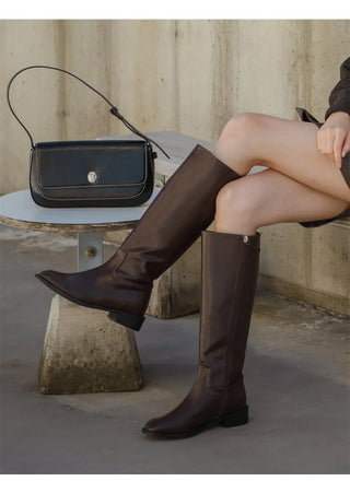 Caint Square Flats Long Boots 3cm
