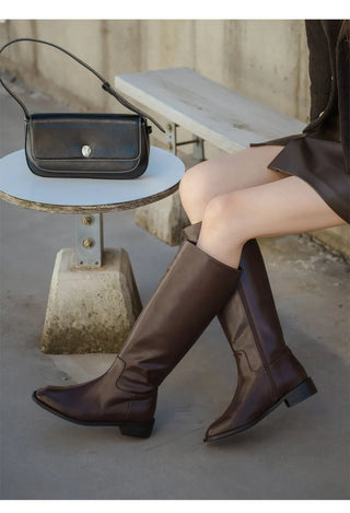 Caint Square Flats Long Boots 3cm