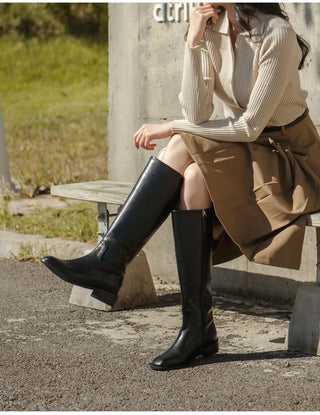 Caint Square Flats Long Boots 3cm