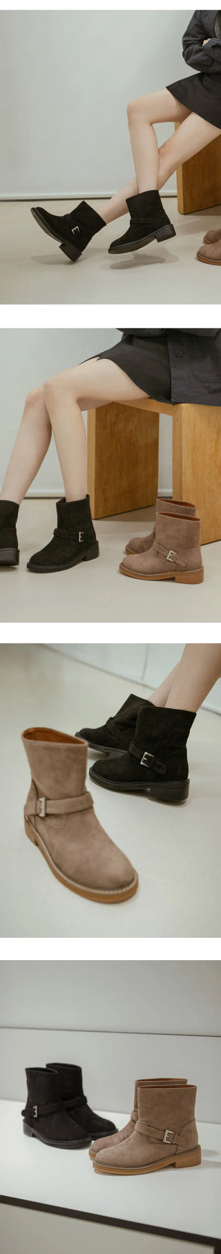 Roost Suede Flats Mid-calf Boots 4cm