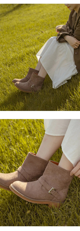 Roost Suede Flats Mid-calf Boots 4cm