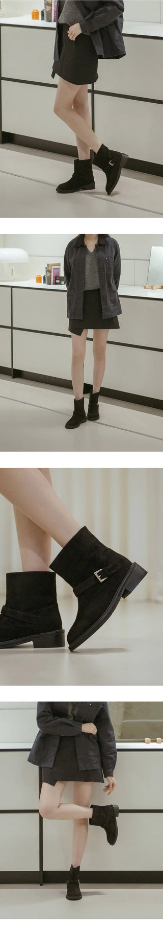 Roost Suede Flats Mid-calf Boots 4cm