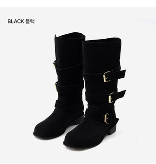 Linzer Belt Suede Flats Mid-calf Boots 3cm