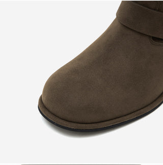 Linzer Belt Suede Flats Mid-calf Boots 3cm
