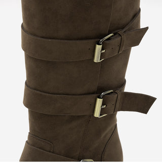 Linzer Belt Suede Flats Mid-calf Boots 3cm
