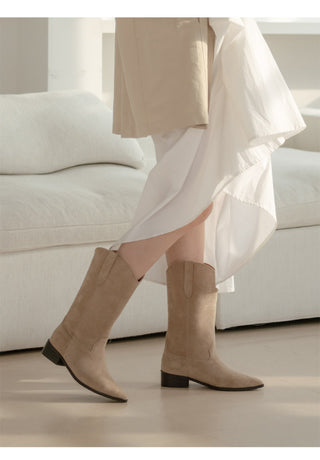 Rise flats mid-calf boots 3cm