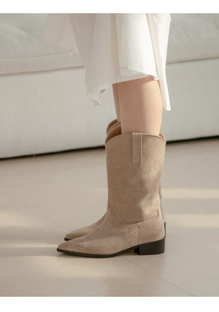 Rise flats mid-calf boots 3cm