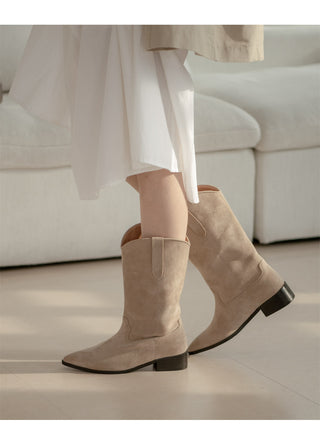 Rise flats mid-calf boots 3cm