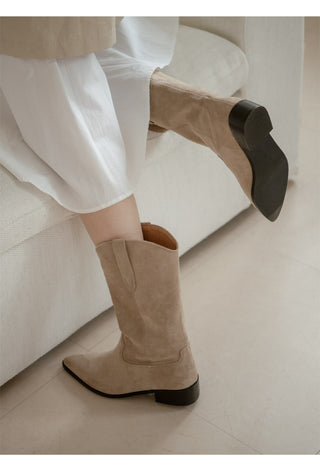 Rise flats mid-calf boots 3cm