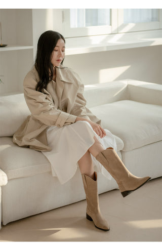Rise flats mid-calf boots 3cm
