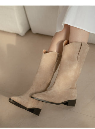 Rise flats mid-calf boots 3cm