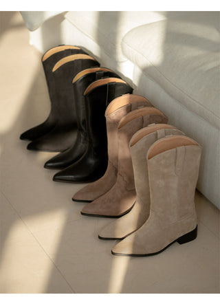Rise flats mid-calf boots 3cm