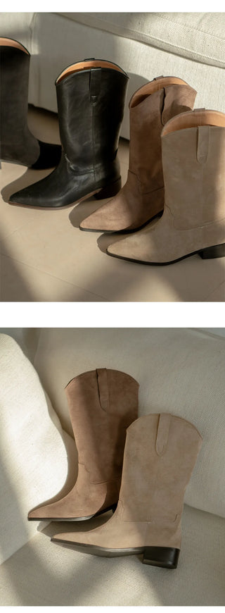 Rise flats mid-calf boots 3cm