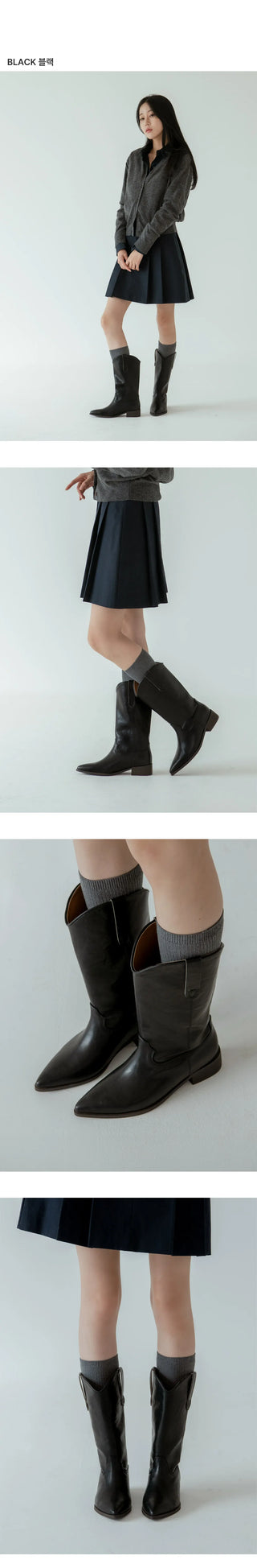 Rise flats mid-calf boots 3cm