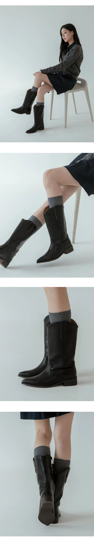 Rise flats mid-calf boots 3cm