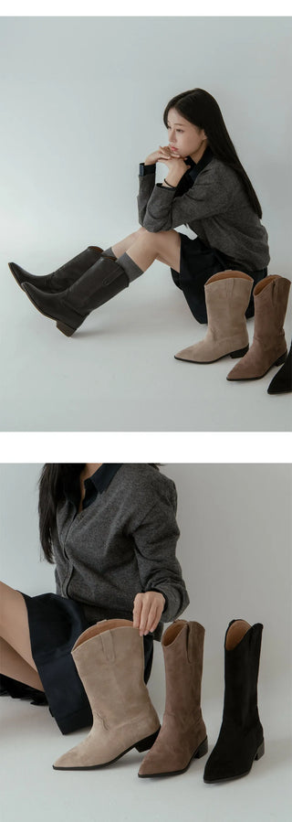 Rise flats mid-calf boots 3cm
