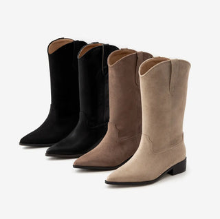 Rise flats mid-calf boots 3cm