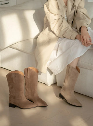 Rise flats mid-calf boots 3cm