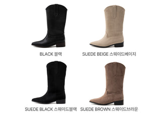 Rise flats mid-calf boots 3cm