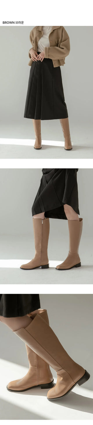 Current Square Flats Long Boots 3cm