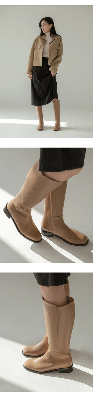Current Square Flats Long Boots 3cm