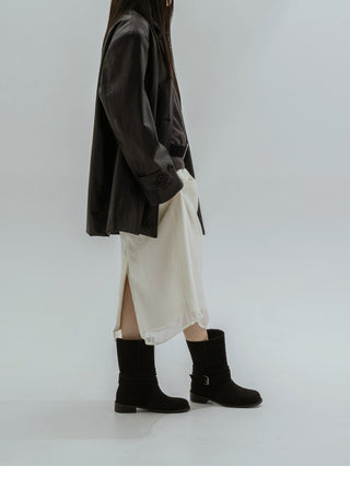 Senji Suede Flats Mid-calf Boots 3cm
